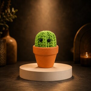 Crochet Cactus in Pot | Amigurumi Plant | Desk Decor | Tiny Potted | Gift