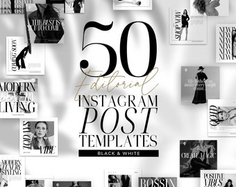 50 Luxury Instagram Post Templates | INSTANT DOWNLOAD | Editable Pre-Made Canva Designs | High-end Fashion & Style Magazine | IGPLUXE-01BW