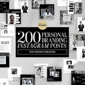 Personal Branding Instagram Posts | INSTANT DOWNLOAD | 200 Editable Canva Templates | Fashion and Style | B&W Luxury Editorial | IGLC01-BWAC