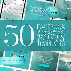 50 Engagement Posts | Facebook Templates for Coaches | INSTANT DOWNLOAD | Editable Canva Designs | Emerald Green and Teal | FBEP03-TDTT