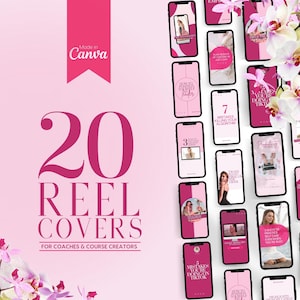 20 Instagram Reel Cover Templates for Coaches & Course Creators | INSTANT DOWNLOAD | Editable Canva Designs | Pink Insta Reels | IGR01-LA-P