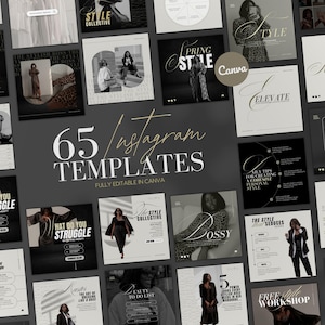 65 Instagram Post Templates for Stylish Boss Babes | INSTANT DOWNLOAD | Edit in Canva | Luxury  Fashion | Black, Gold & Beige | IGTSB01-BBG