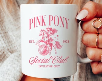 Pink Pony Social Club Mug Gift for Cowgirl Cute Western Coffee Mug Trendy Gift Mug Pink Pony Club Mug Cowboy White 11 oz Mug Black 15 oz Mug