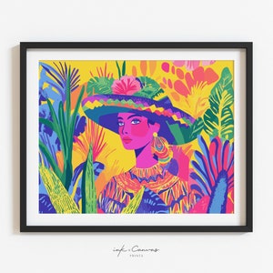 Latina Art Print Maximalist Wall Art Retro Latino Artwork Vibrant Eclectic Poster Ethnic Women Art Abstract Unframed Poster Printable Decor