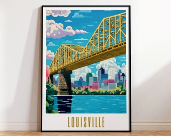 Louisville voyage affiche Kentucky Art Maximal Decor milieu du siècle moderne Wall Art voyage Art Print Louisville Kentucky affiche téléchargement numérique