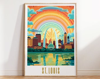 St. Louis Travel Poster Missouri Print Maximal Decor Mid Century Modern Wall Art St. Louis Missouri Poster Eclectic Gallery Digital Download