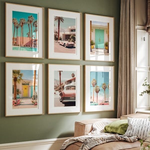 Palm Springs Art Mid-Century Modern Wall Art Set of 6 Digital Prints 1950s Decor Classic Car Prints Desert Art Pop Art Photography Prints
