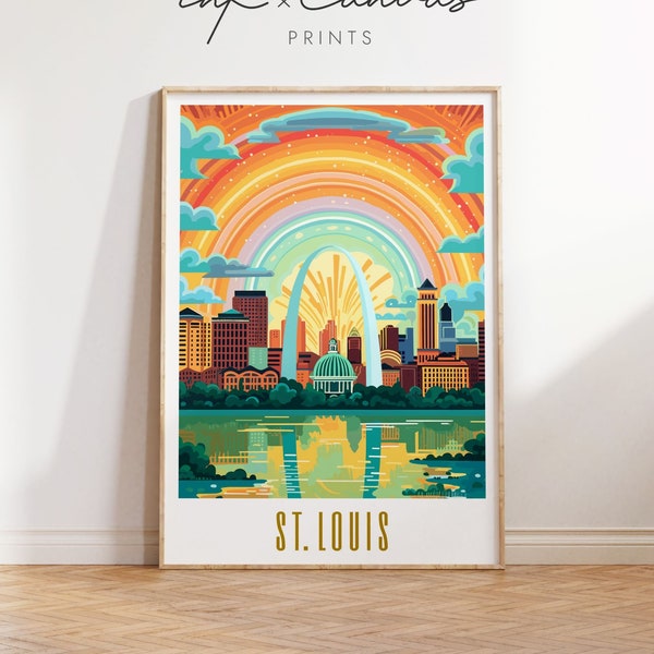 St. Louis Travel Poster Missouri Print Maximal Decor Mid Century Modern Wall Art St. Louis Missouri Poster Eclectic Gallery Digital Download