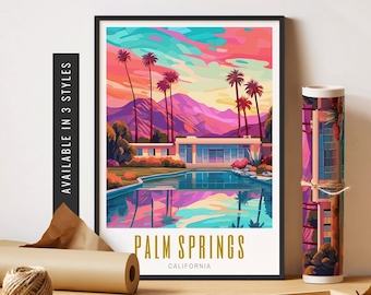 Palm Springs Art Print Retro Palm Springs Print Desert Decor Palm Springs Wall Art Mid Century Modern Unframed Poster Travel Art Printable