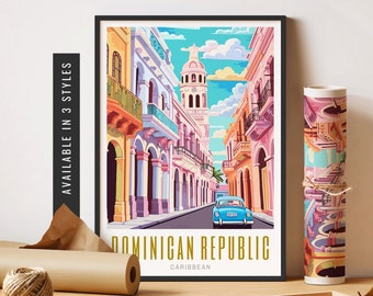 Dominican Republic Art Caribbean Art Prints Afro Dominican Republic Print Vibrant Colorful Wall Art Unframed Poster Travel Art Printable Art