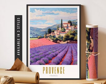 Provence France Poster Provence Lavender Painting Vintage Provence Art Print European Cities Prints Unframed Poster Travel Art Printable Art