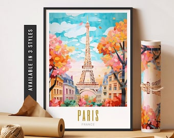 Paris Travel Poster Paris Print Eiffel Tower Wall Art Paris France Travel Print Paris Art Print Unframed Poster Travel Art Printable Artwork