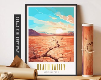 Death Valley National Park Print Death Valley Poster US National Parks Prints Vibrant Colorful Wall Art Unframed Poster Travel Art Printable