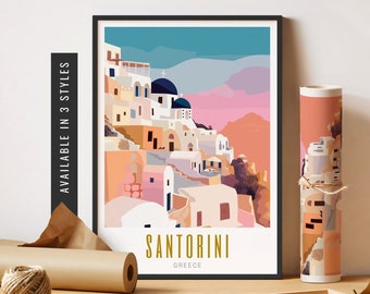 Santorini Poster Mediterranean Wall Art Santorini Print Ancient Greece Art Print Santorini Wall Art Unframed Poster Travel Art Printable Art
