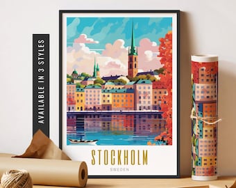 Affiche de Stockholm, Suède, Art mural, impression d'art suédois, Affiche de Stockholm, Suède, Impressions de destination, Affiche sans cadre, Art de voyage de Stockholm, imprimable