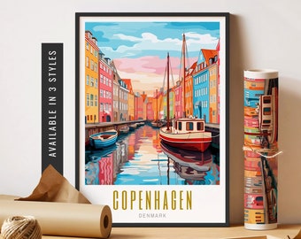 Copenhagen Poster Copenhagen Art Print Copenhagen Denmark Print Art Modern Eclectic Wall Art Copenhagen Unframed Poster Travel Art Printable