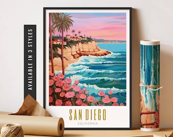 San Diego Print La Jolla Cove Print Beach Wall Art San Diego Travel Poster La Jolla Print San Diego Art Unframed Poster Travel Art Printable