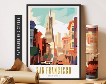 San Francisco Print Retro Travel Poster San Francisco Art Print US Cities Wall Art SF Poster California Unframed Poster Travel Art Printable