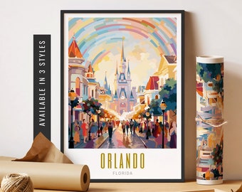 Orlando Travel Poster Orlando Florida Print Orlando City Wall Art Retro Orlando Art Print US Cities Art Unframed Poster Travel Art Printable