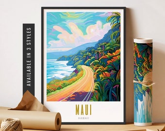 Maui Art Print Lahaina Strong Maui Print Road to Hana Maui Travel Poster Maui Strong Maui Hawaii Print Unframed Poster Travel Art Printable