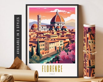 Florence Italy Print Duomo Florence Poster Retro City Wall Art Italy Travel Poster Florence Art Print Unframed Poster Travel Art Printable