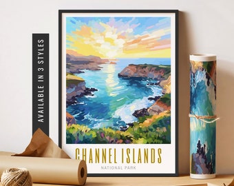 Channel Islands National Park Poster Channel Islands Poster US National Parks Vibrant Colorful Wall Art Unframed Poster Travel Art Printable