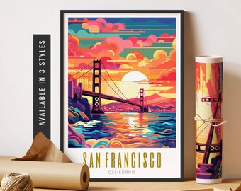 San Francisco Print Golden Gate Bridge Print SF California Retro Travel Poster San Francisco Art Print Unframed Poster Travel Art Printable