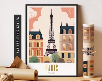 Paris Travel Poster Paris Print Eiffel Tower Wall Art Vintage Prints France Travel Print Paris Unframed Poster Travel Art Printable Wall Art