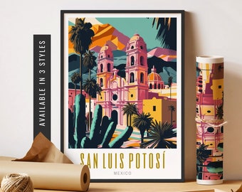 San Luis Potosi Art Mexico Wall Art Retro Mexican Art Latino City