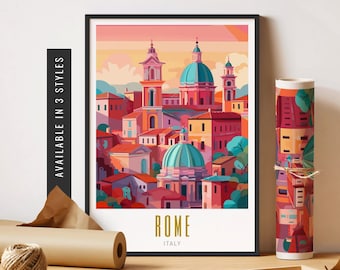 Retro Rome Travel Poster Rome Italy Print Ancient Rome Poster Vintage Rome Wall Art City Print Rome Unframed Poster Travel Art Printable Art