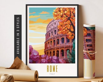 Colosseum Rome Travel Poster Rome Italy Print Ancient Rome Poster Retro Rome Wall Art City Print Rome Unframed Poster Travel Art Printable