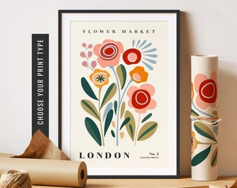 London Flower Market Print London Flower Market Wall Art Abstract Floral Print Rose Flower Art Botanical Print Unframed Poster Digital Print