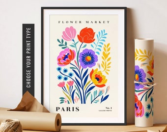 Paris Flower Market Poster Peonies Print Abstract Botanical Prints Floral Art Peony Print Eclectic Wall Art Unframed Poster Digital Print
