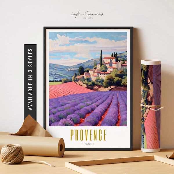 Provence France Poster Provence Lavender Painting Vintage Provence Art Print European Cities Prints Unframed Poster Travel Art Printable Art