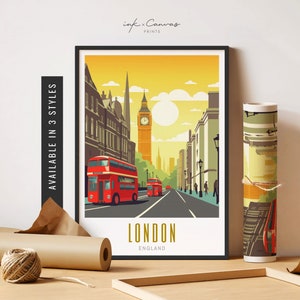 London Poster Big Ben Art Print London England Travel Poster London Print Retro European Cities Prints Unframed Poster Travel Art Printable