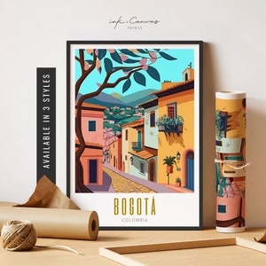 Bogota Travel Poster Bogota Colombia Wall Art Retro Destination Print Bogota Columbia Poster Unframed Poster Travel Art Printable Wall Art