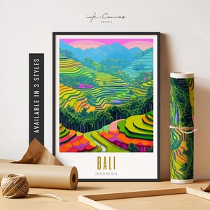 Bali Travel Print Bali Indonesia Poster Bali Print Modern Eclectic Wall Art Vibrant Colorful Wall Art Unframed Poster Travel Art Printable