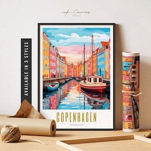 Copenhagen Poster Copenhagen Art Print Copenhagen Denmark Print Art Modern Eclectic Wall Art Copenhagen Unframed Poster Travel Art Printable