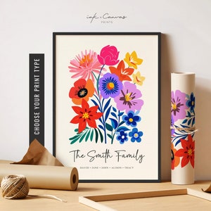 Custom Birth Flower Family Bouquet Print Personalized Gift for Her Grandma's Garden Print Birth Month Flower Art Mother's Day Gift for Mom
