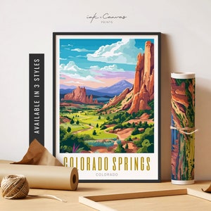 Colorado Springs Art Print Garden of the Gods Poster Colorado Springs Print Colorado Mountains Art Unframed Poster Travel Art Printable Art