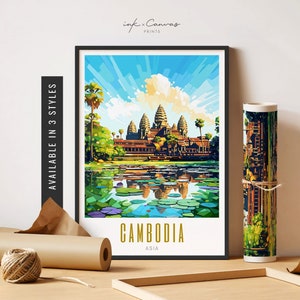 Cambodia Poster Angkor Wat Art Print Cambodian Wall Art Angkor Wat Temple Cambodia Print Asian City Art Unframed Poster Travel Art Printable