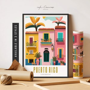 Puerto Rico Art Print Caribbean Art Puerto Rico Wall Art Retro Destination Prints Puerto Rico Decor Unframed Poster Travel Art Printable Art