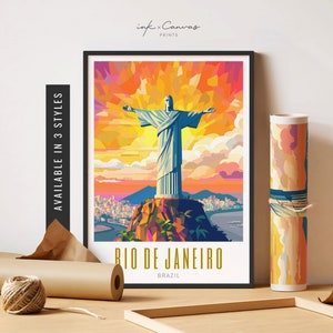 Cartel de Río de Janeiro Cristo Redentor Arte de la pared Brasil Río de Janeiro Arte de la pared Destino Impresión Cartel sin enmarcar Arte de viaje Arte imprimible