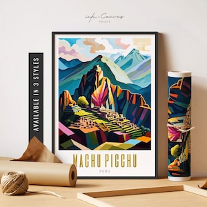 Machu Picchu Travel Poster Machu Picchu Peru Art Latin American Artwork Peruvian Art Destination Prints Unframed Poster Travel Art Printable