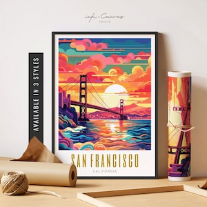 San Francisco Print Golden Gate Bridge Print SF California Retro Travel Poster San Francisco Art Print Unframed Poster Travel Art Printable