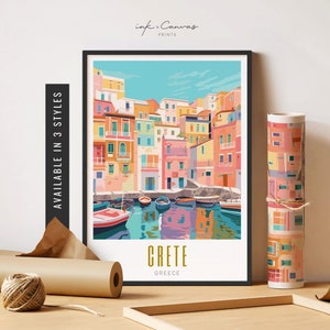 Crete Greece Poster Crete Art Print Crete Travel Poster Crete Greece Print Vibrant Colorful Wall Art Unframed Poster Travel Art Printable