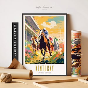 Kentucky Travel Poster Kentucky Derby Decor Horse Racing Print Kentucky Art Vibrant Colorful Wall Art Unframed Poster Travel Art Printable