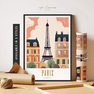 Paris Travel Poster Paris Print Eiffel Tower Wall Art Vintage Prints France Travel Print Paris Unframed Poster Travel Art Printable Wall Art