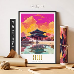 Seoul Korea Print Seoul Wall Print South Korea Art Print Retro Destination Poster Seoul Art Print Unframed Poster Seoul Travel Art Printable