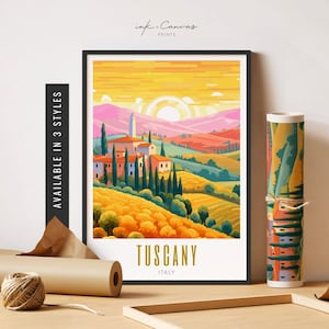Tuscany Italy Print Retro Tuscany Print Tuscan Decor European Cities Prints Tuscany Landscape Art Unframed Poster Travel Art Printable Decor